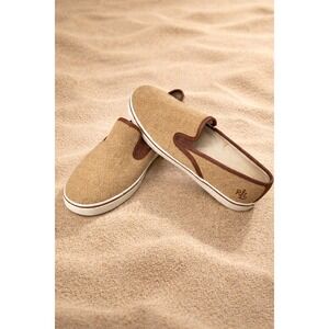 Lauren Ralph Lauren Burlap Slip On Sneakers Womens Size 7.58 Brown Tan